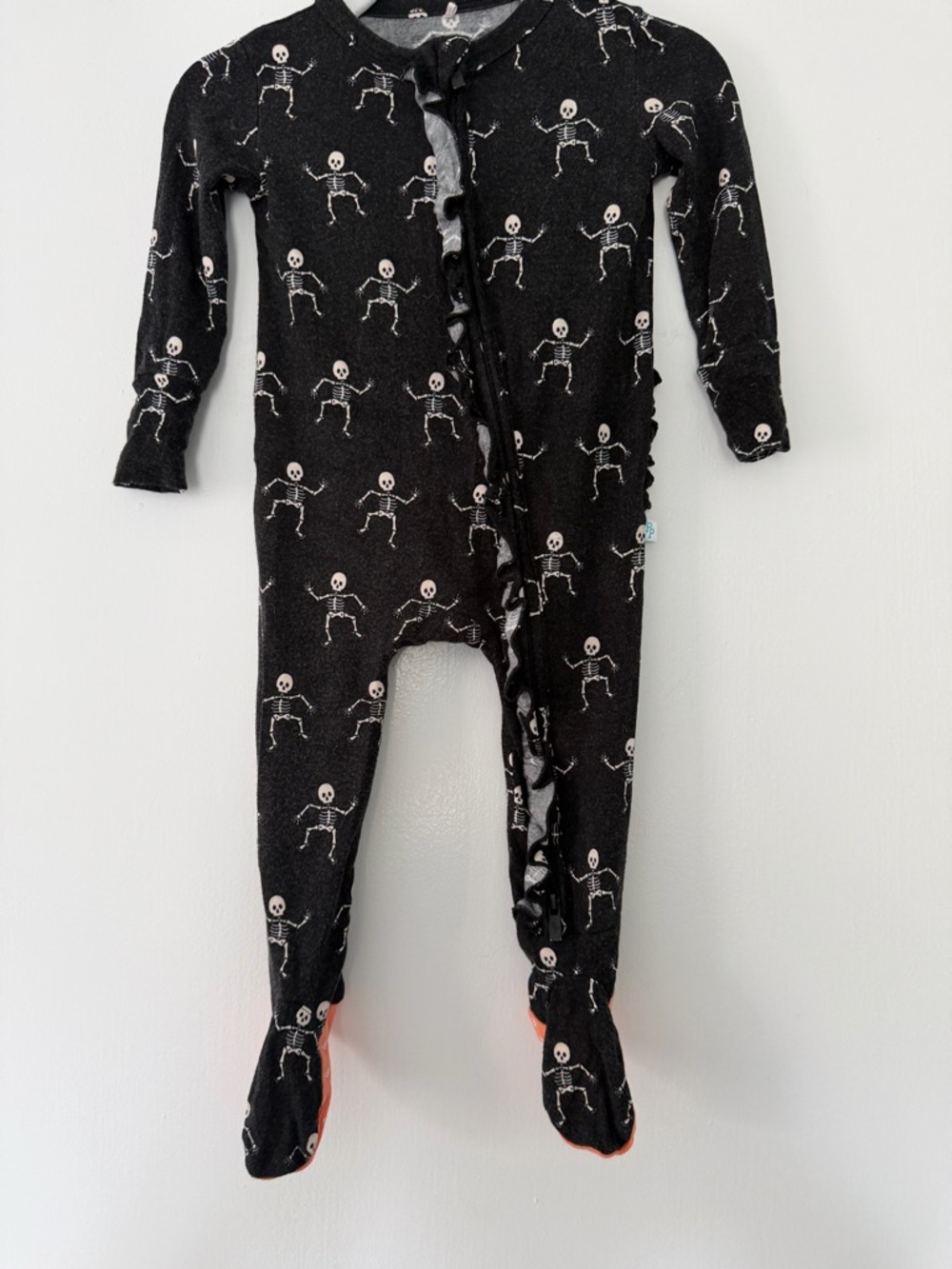 Halloween Posh Peanut Dancing Skelly Ruffled footie baby girl size 3-6m